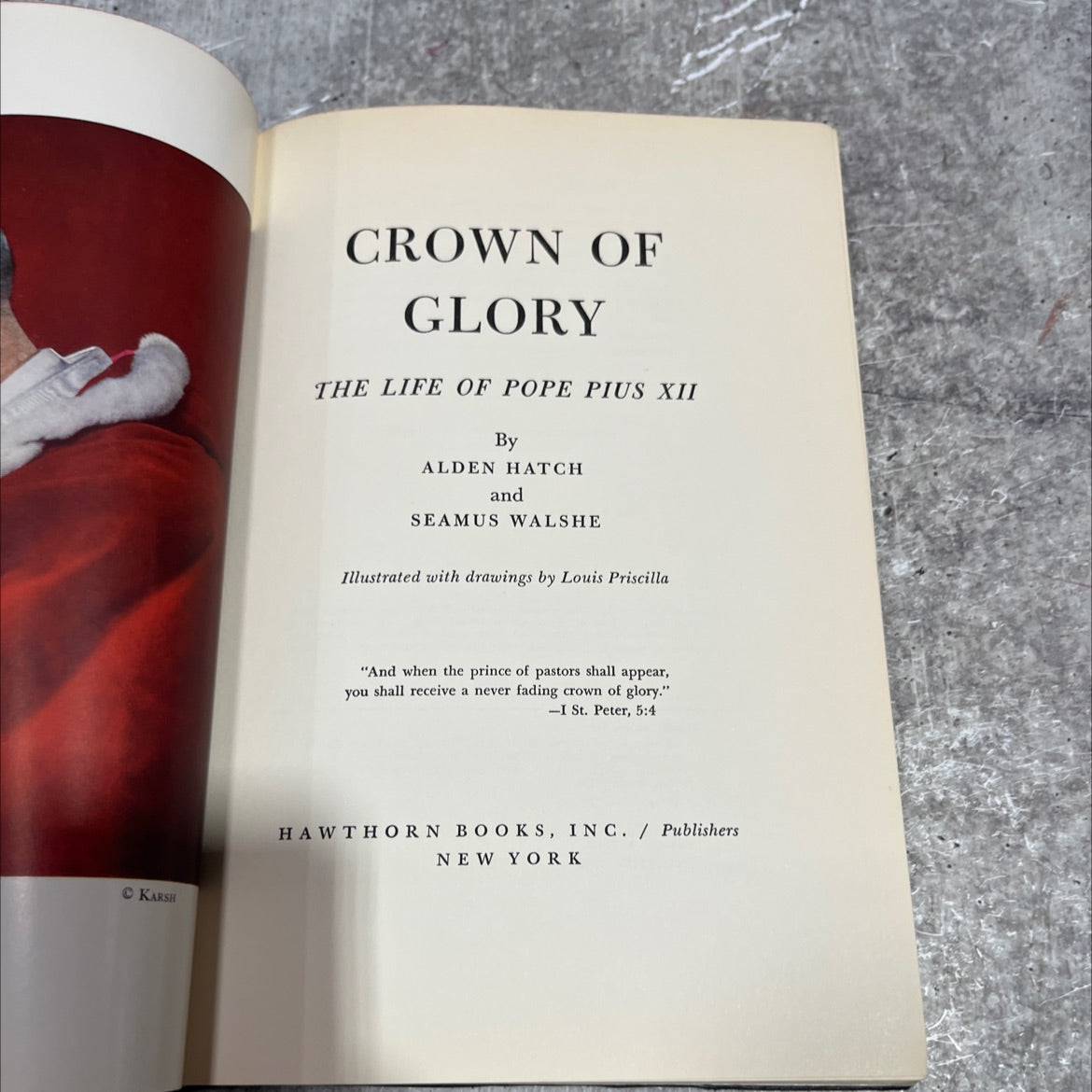 crown of glory the life of pope pius xii book, by alden hatch, seamus walshe, 1958 Hardcover image 2