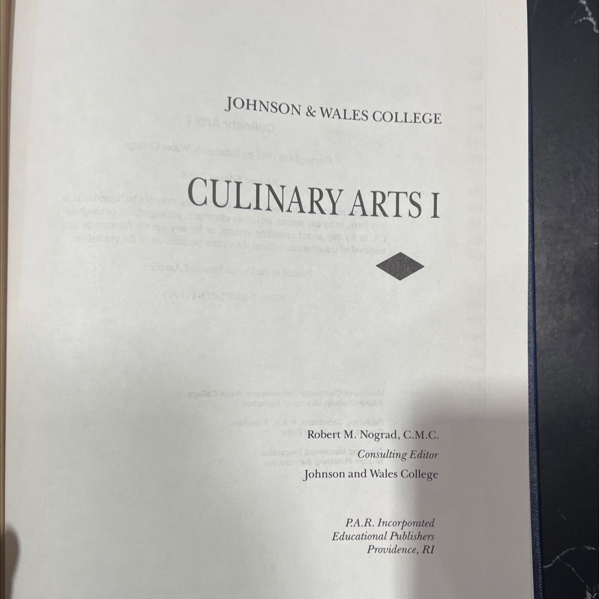 culinary arts i book, by robert m. nograd, 1988 Hardcover image 2
