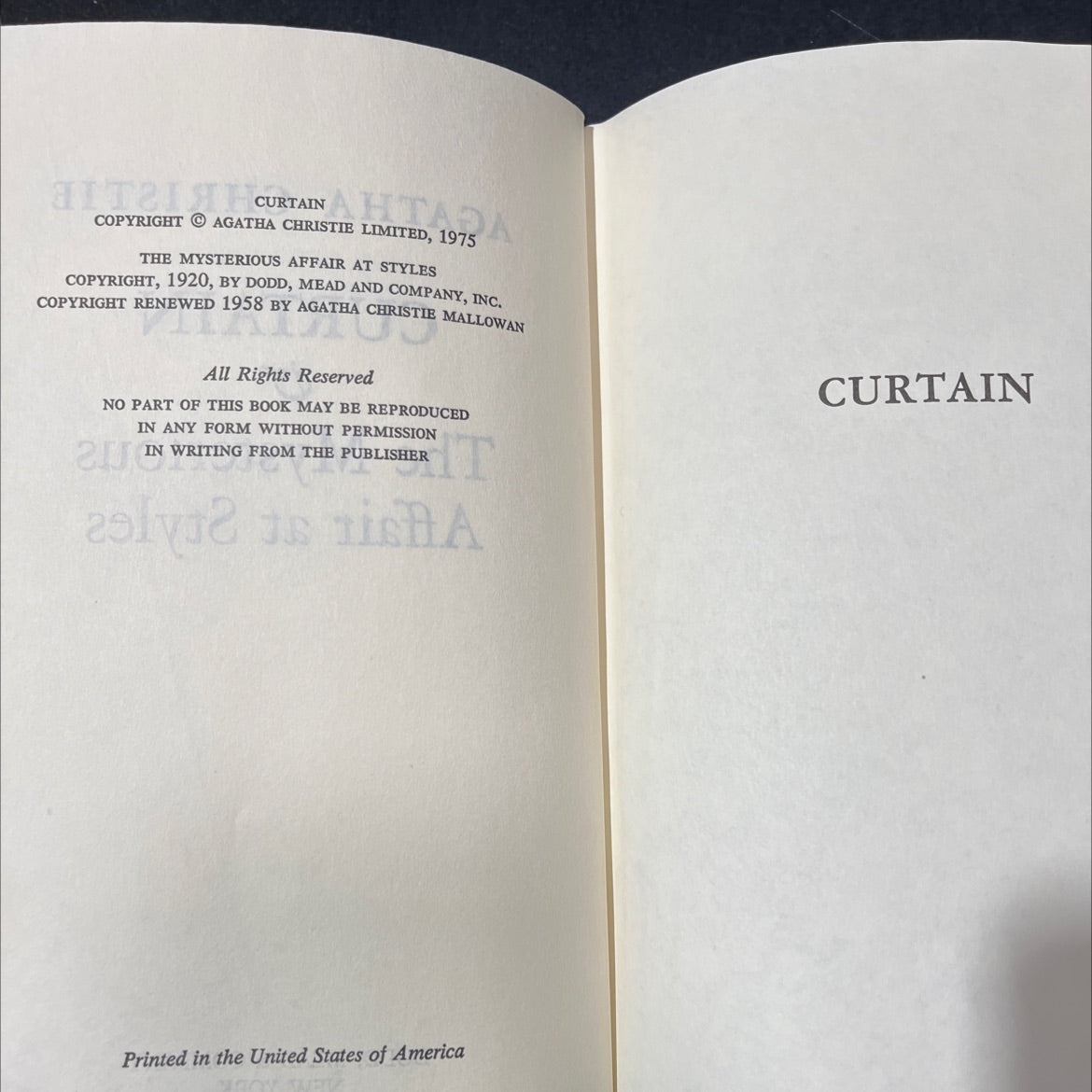 curtain book, by agatha christie, 1975 Hardcover image 3