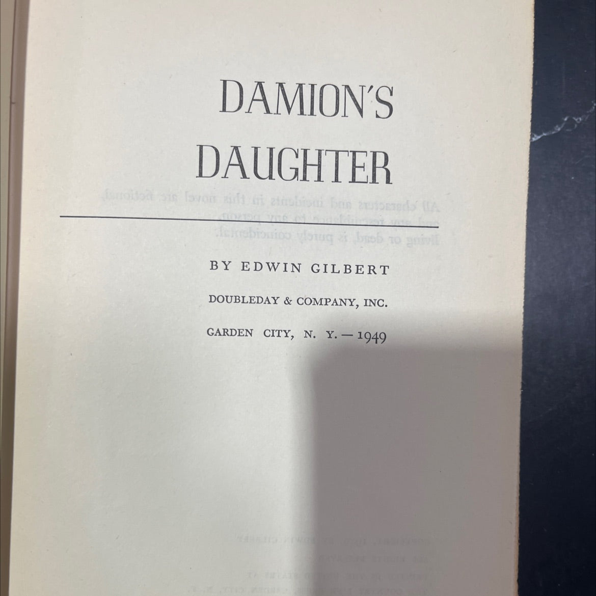 damion's daughter book, by tavon zidi eds, 1949 Hardcover image 2