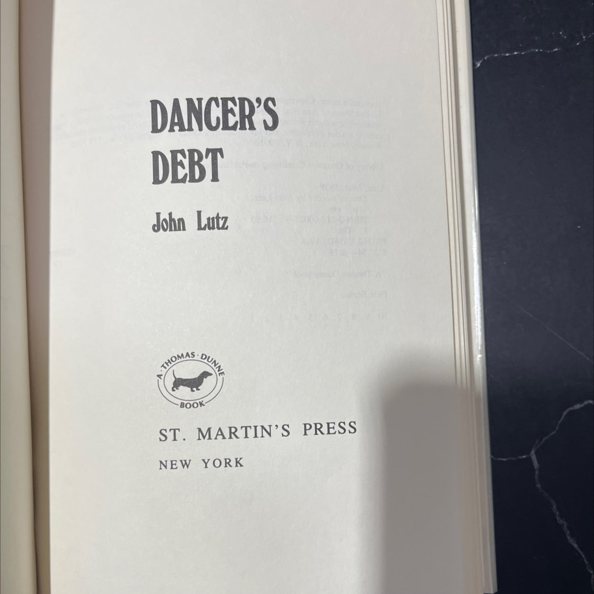 SIGNED dancer's debt book, by John Lutz, 1988 Hardcover, First Edition image 2