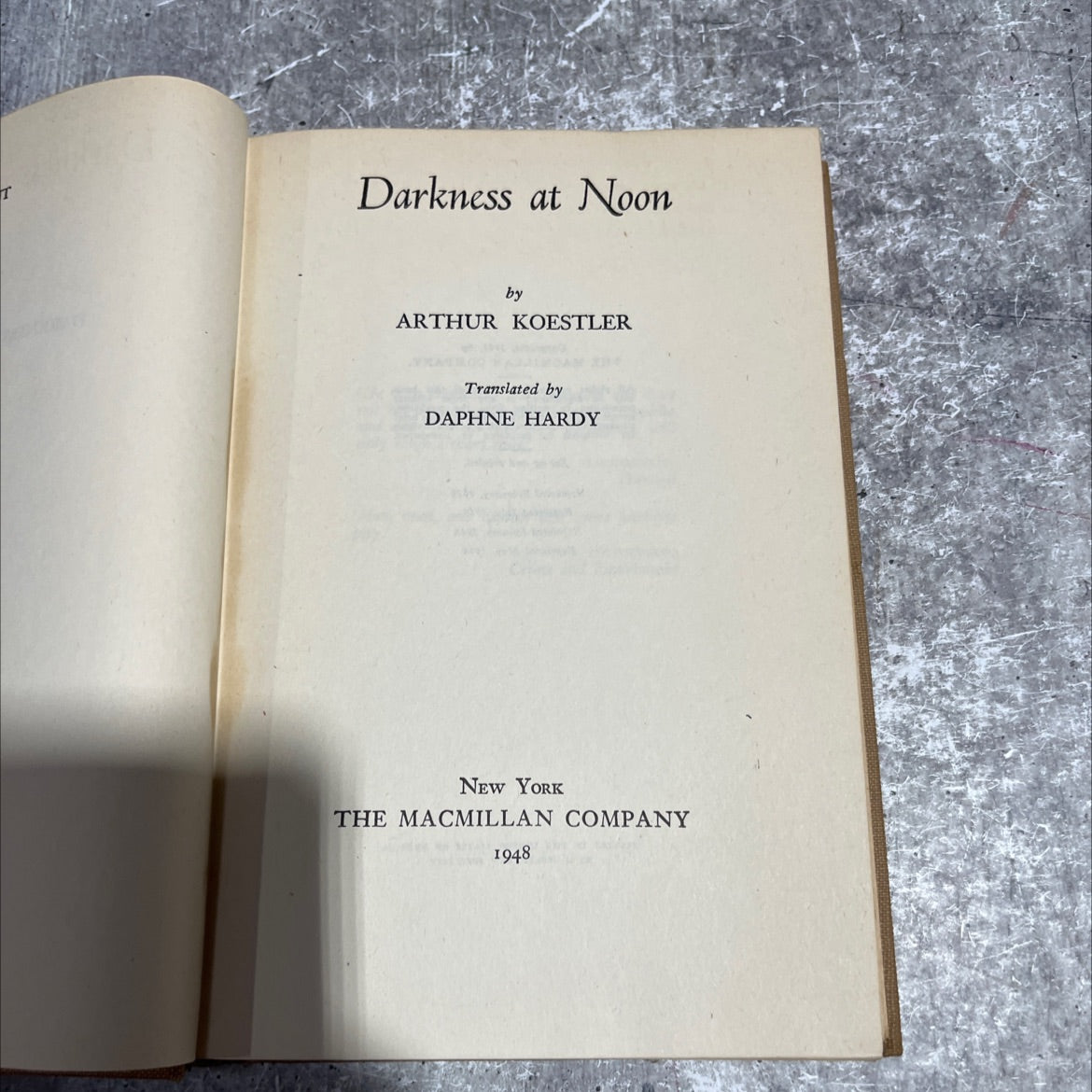 darkness at noon book, by arthur koestler, 1948 Hardcover image 2