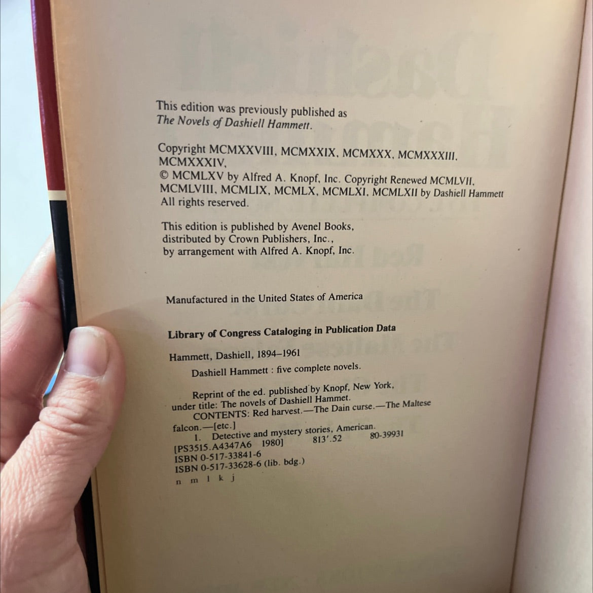 dashiell hammett five complete novels book, by Dashiell Hammett, 1980 Hardcover image 3