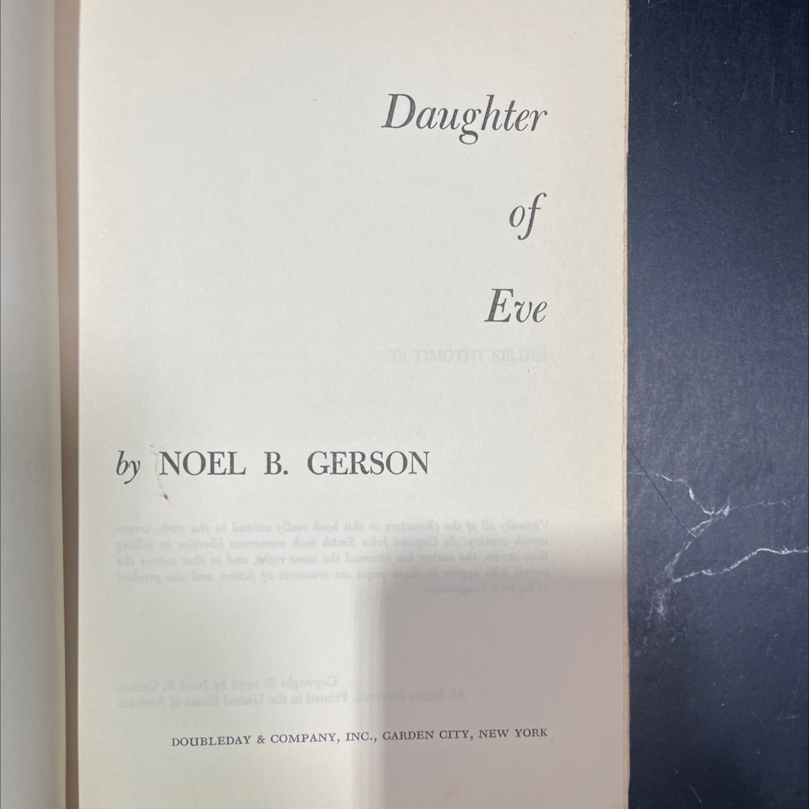 daughter of eve book, by noel b. gerson, 1958 Hardcover image 2