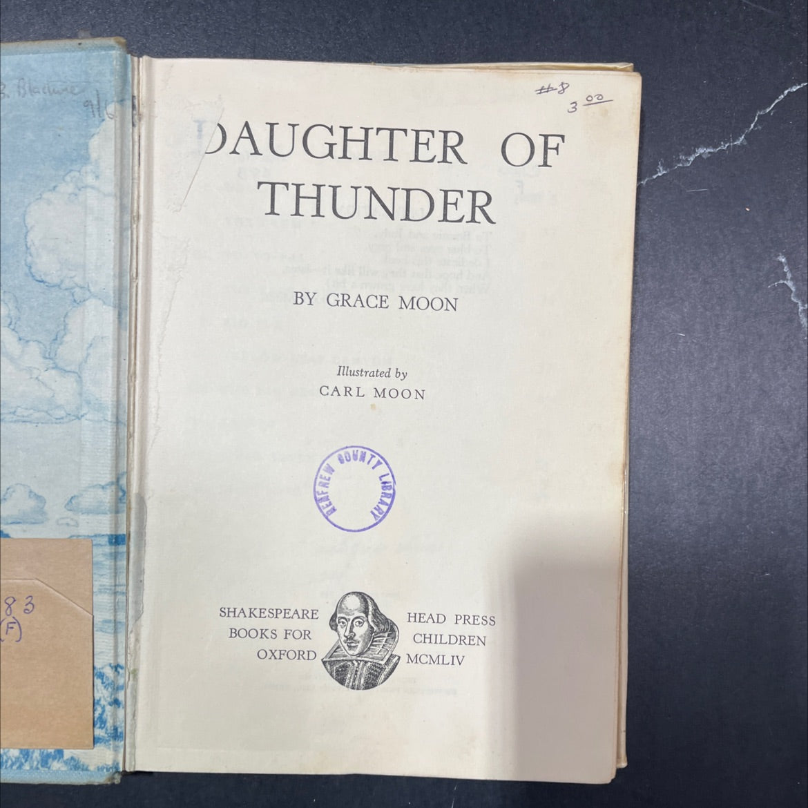 daughter of thunder book, by grace moon, 1954 Hardcover image 2