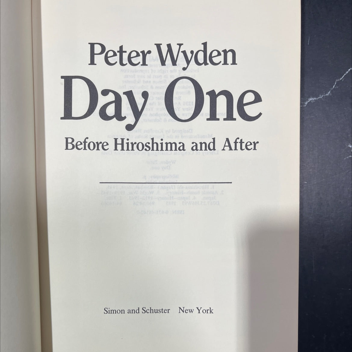 day one book, by Peter Wyden, 1984 Hardcover image 2
