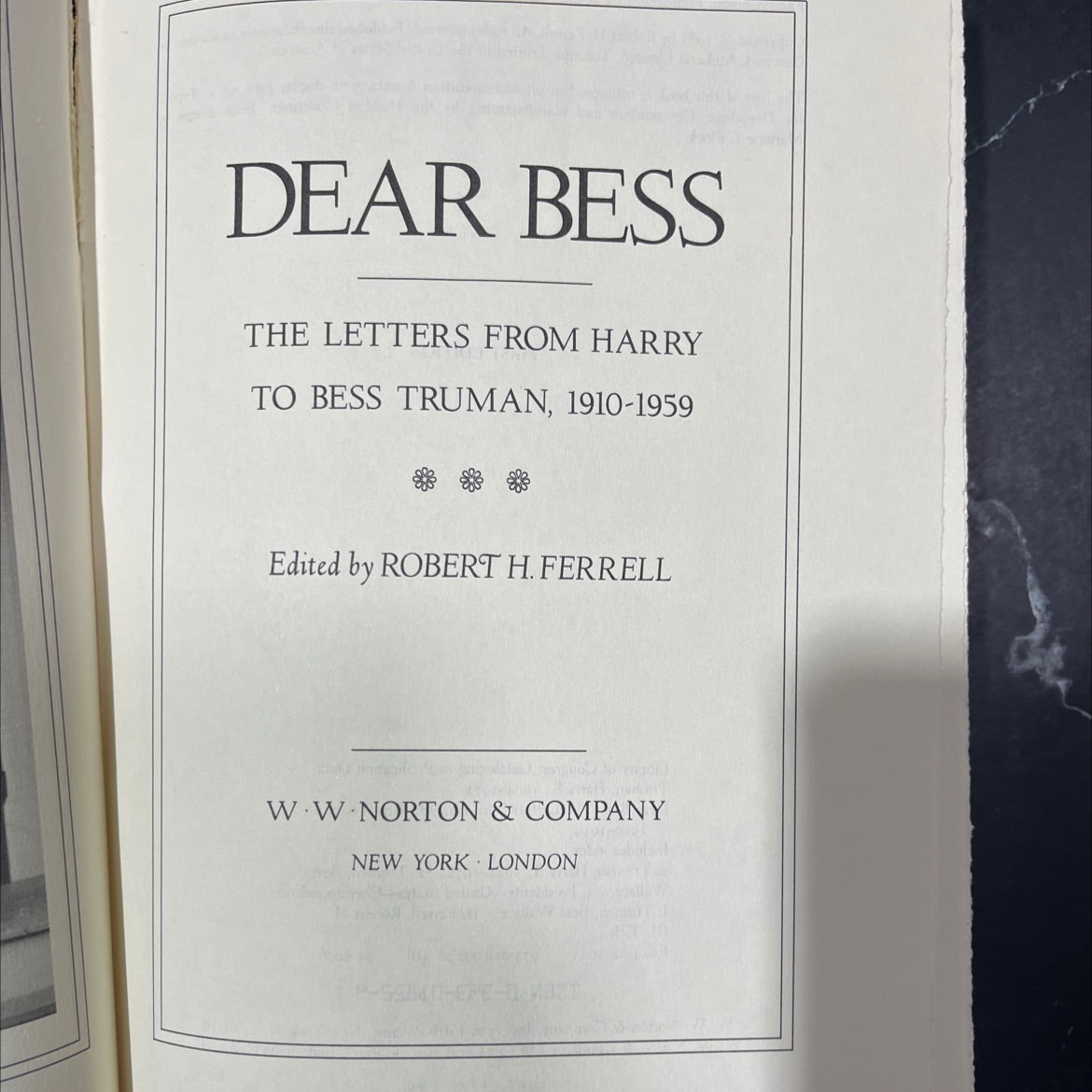 dear bess: the letters from harry to bess truman, 1910-1959 book, by Robert H. Ferrell, 1983 Hardcover image 2