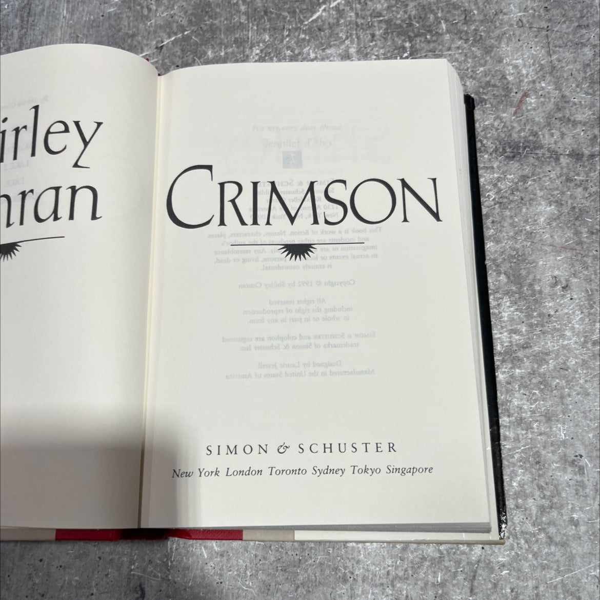 dear friend book, by Shirley Conran, 1992 Hardcover image 2