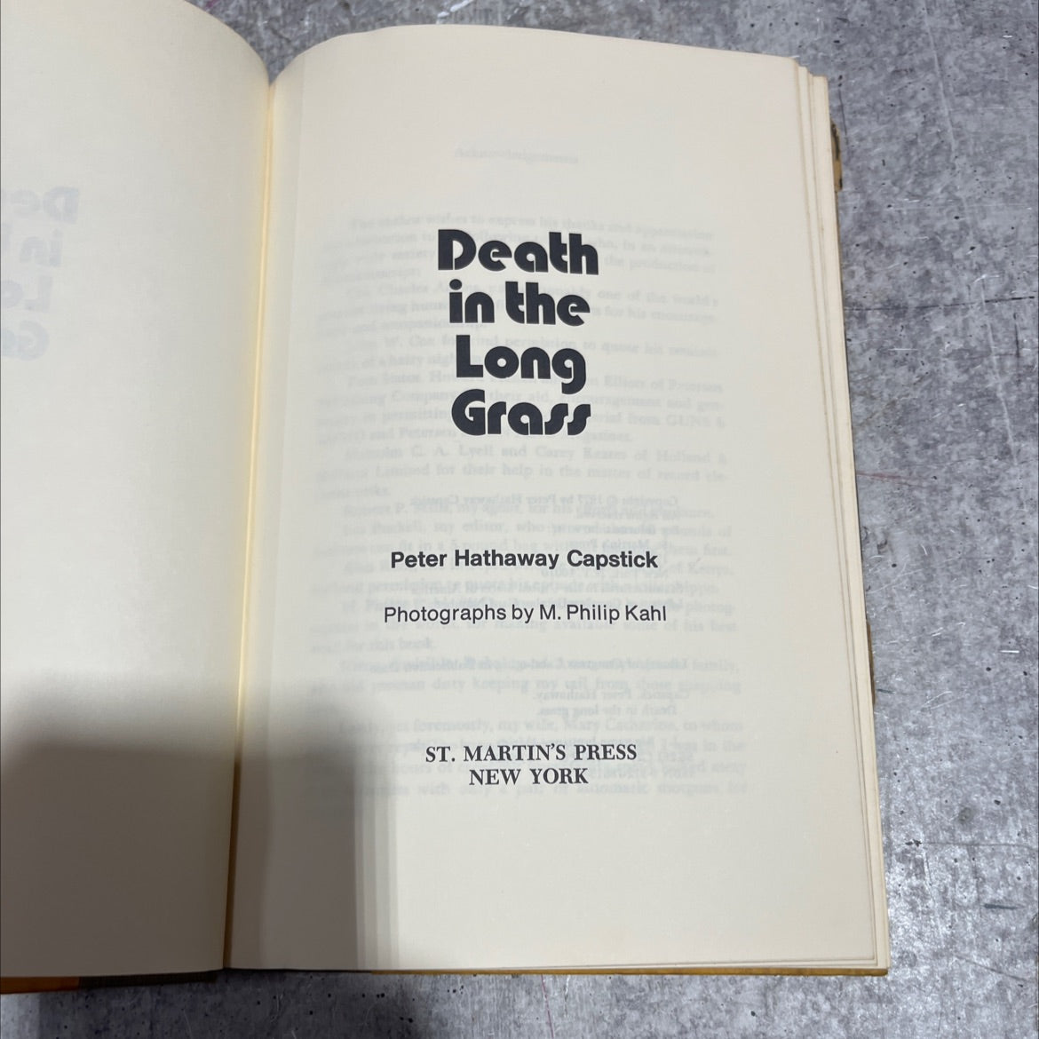death in the long grass book, by peter hathaway capstick, 1977 Hardcover image 2