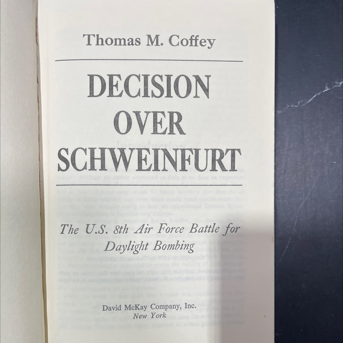 decision over schweinfurt book, by Thomas M. Coffey, 1977 Hardcover image 2