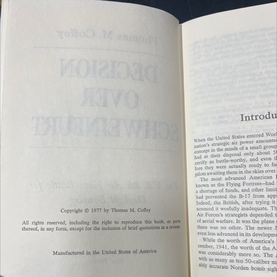 decision over schweinfurt book, by Thomas M. Coffey, 1977 Hardcover image 3