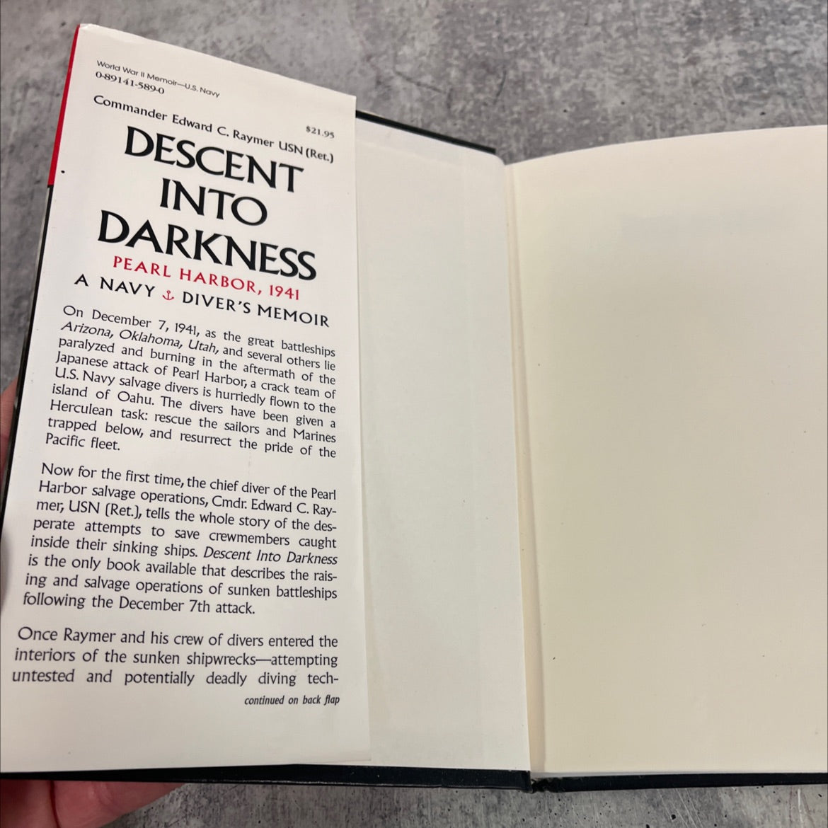 descent into darkness: pearl harbor, 1941: a navy diver's memoir book, by Edward C. Raymer, 1996 Hardcover image 4