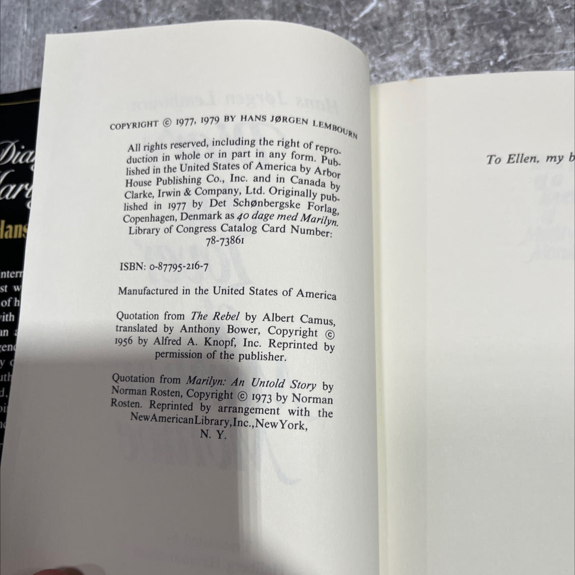 diary of a lover of manlyn monive book, by hans jørgen lembourn, 1979 Hardcover image 3