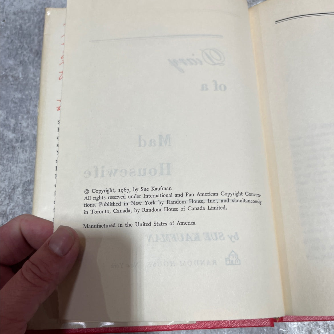 diary of a mad housewife book, by sue kaufman, 1967 Hardcover image 3