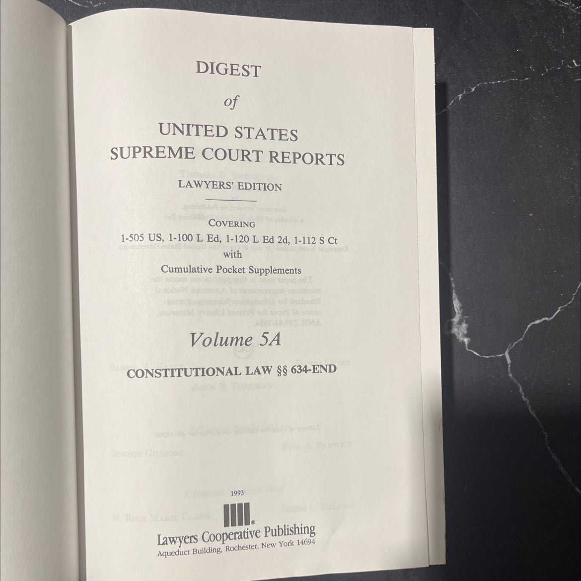 digest of united states supreme court reports lawyers' edition book, by not stated, 1993 Hardcover image 2