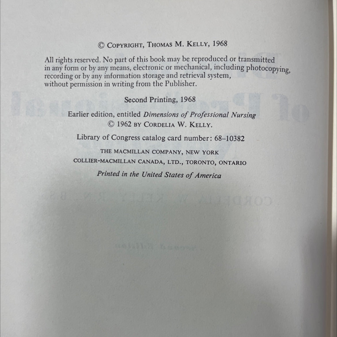 dimensions of professional nursing book, by cordelia w. kelly, 1968 Hardcover image 3