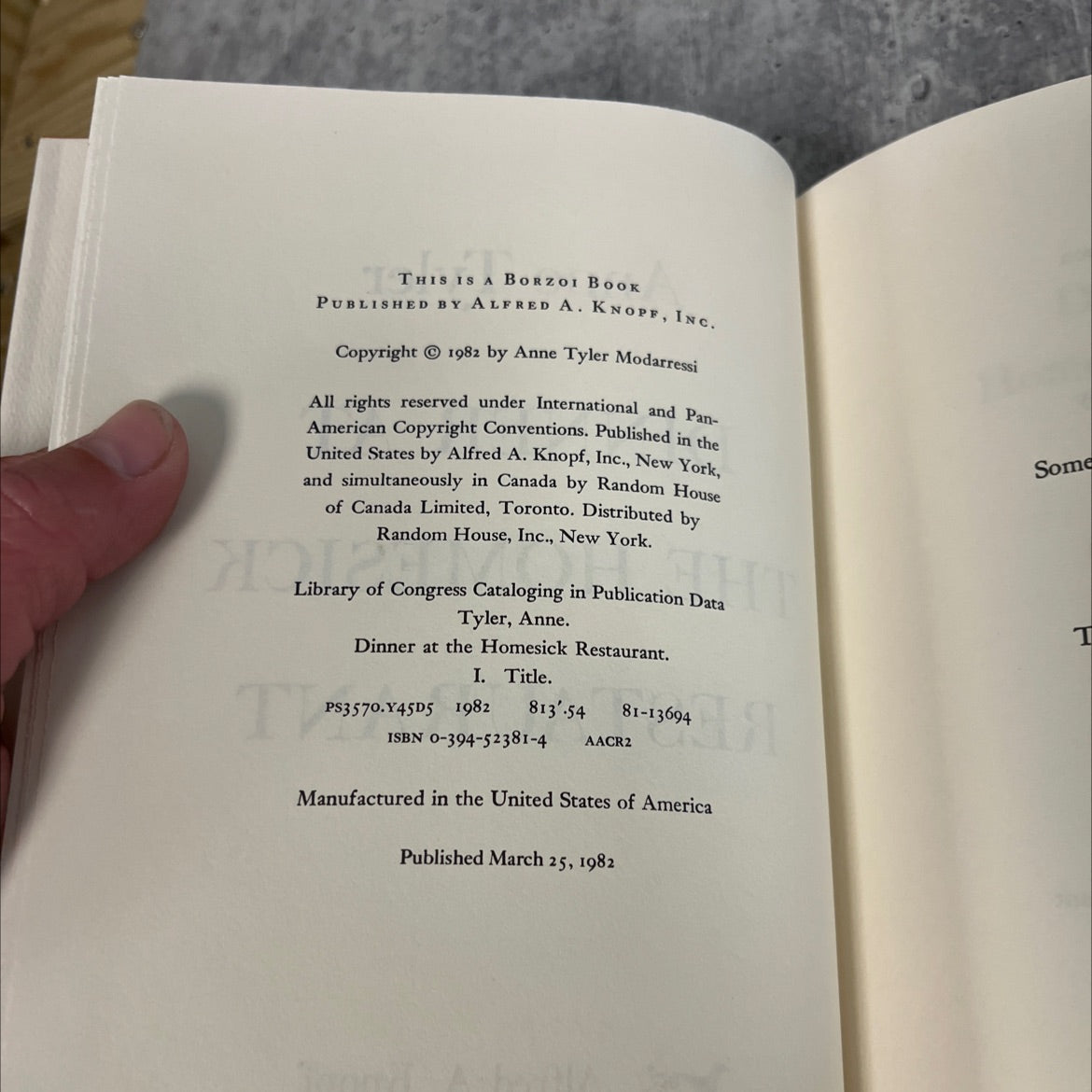 dinner at the homesick restaurant book, by Anne Tyler, 1982 Hardcover, First Edition, Vintage image 3