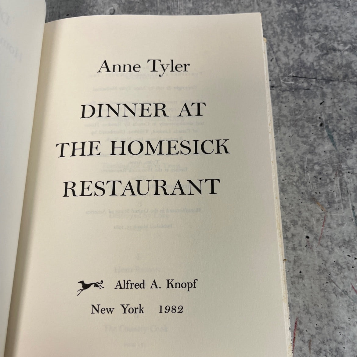 dinner at the homesick restaurant book, by Anne Tyler, 1982 Hardcover, First Edition, Vintage image 2