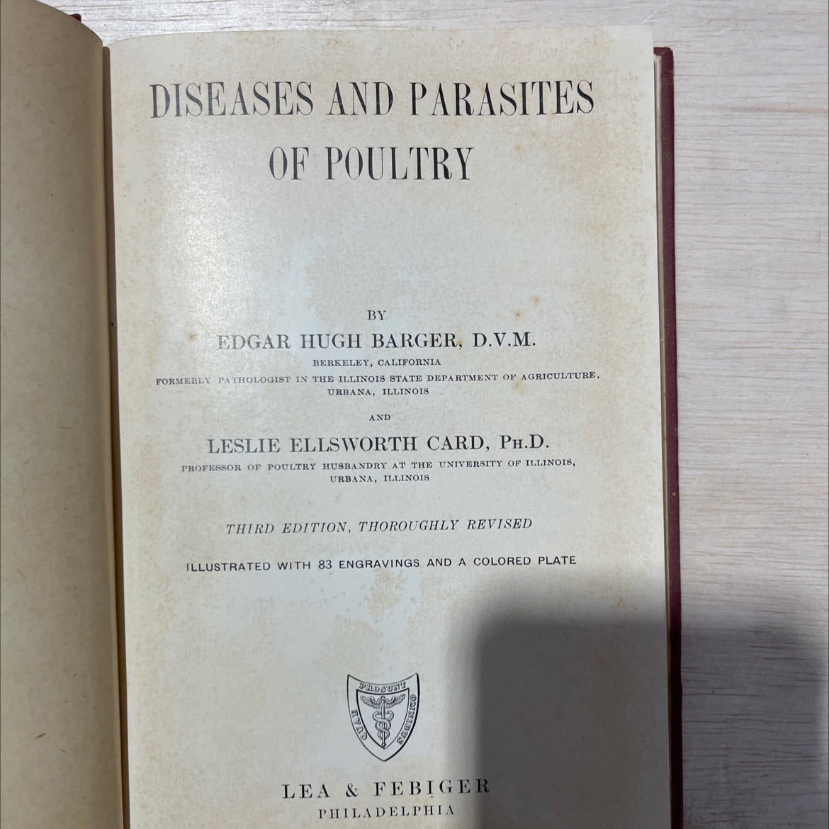 diseases and parasites of poultry book, by edgar hugh barger, d.v.m. and leslie ellsworth card, ph.d., 1943 Hardcover, image 2