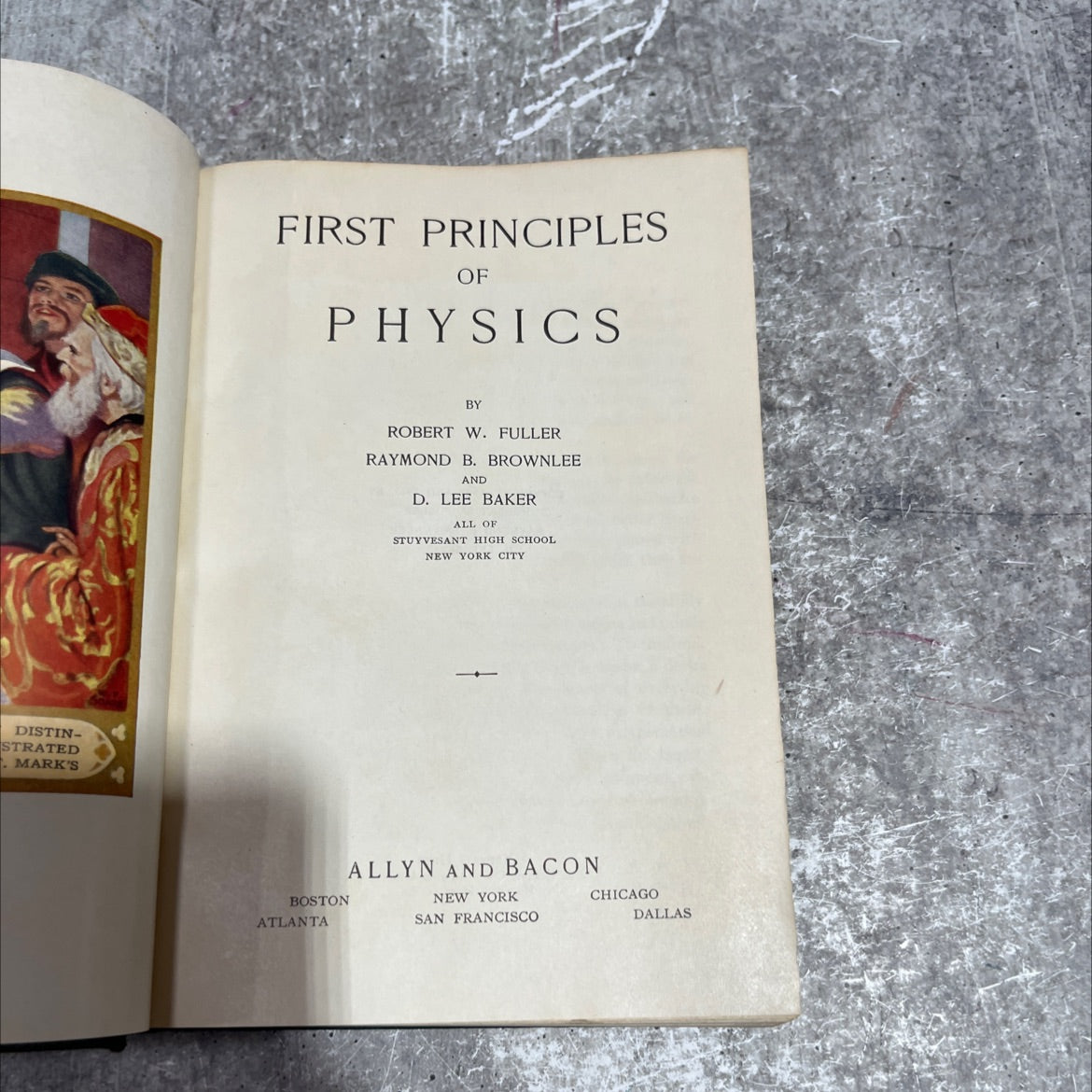 distinated mark's first principles of physics book, by robert w. fuller, raymond b. brownlee, d. lee baker, 1937 image 2