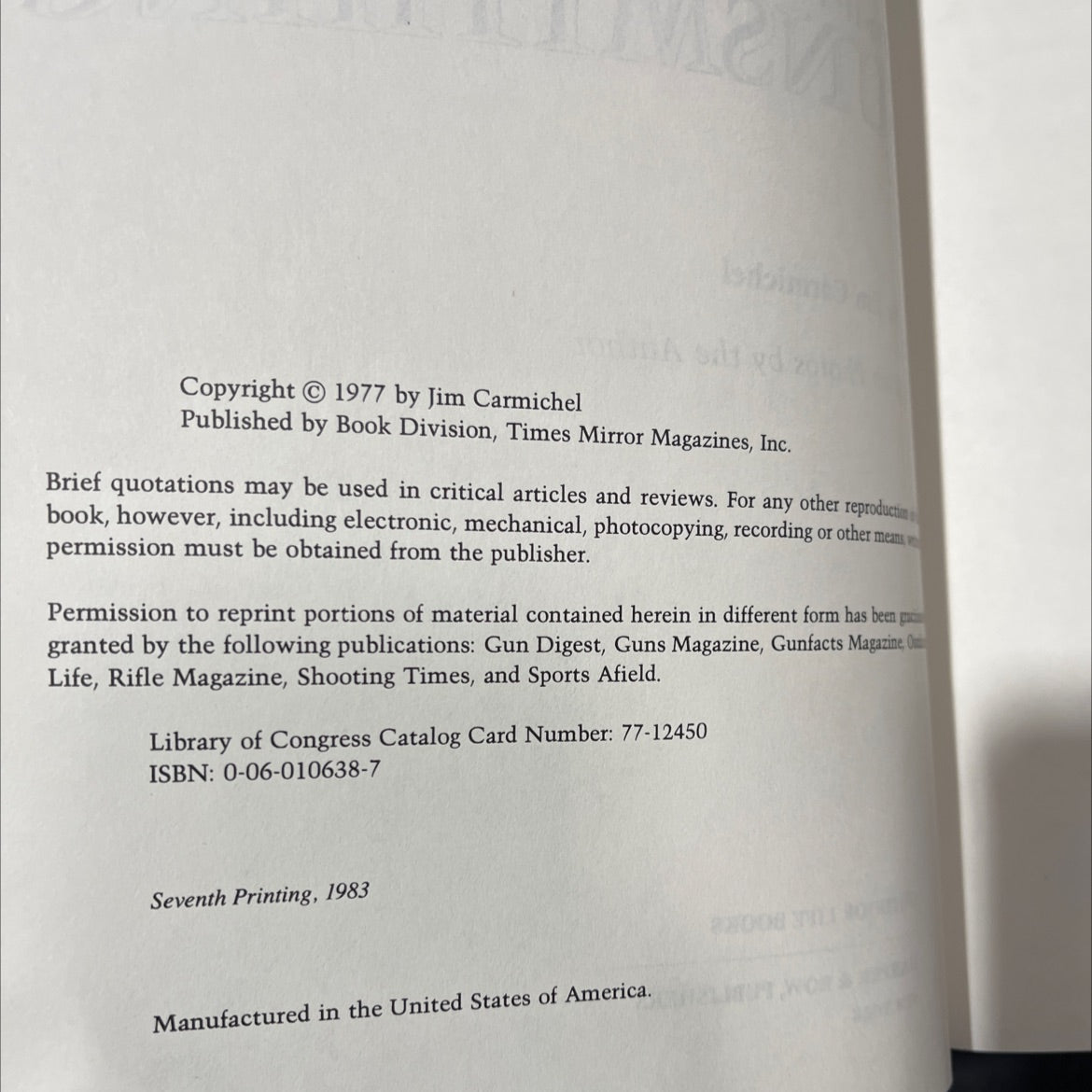 do-it-yourself gunsmithing book, by Jim Carmichel, 1983 Hardcover image 3