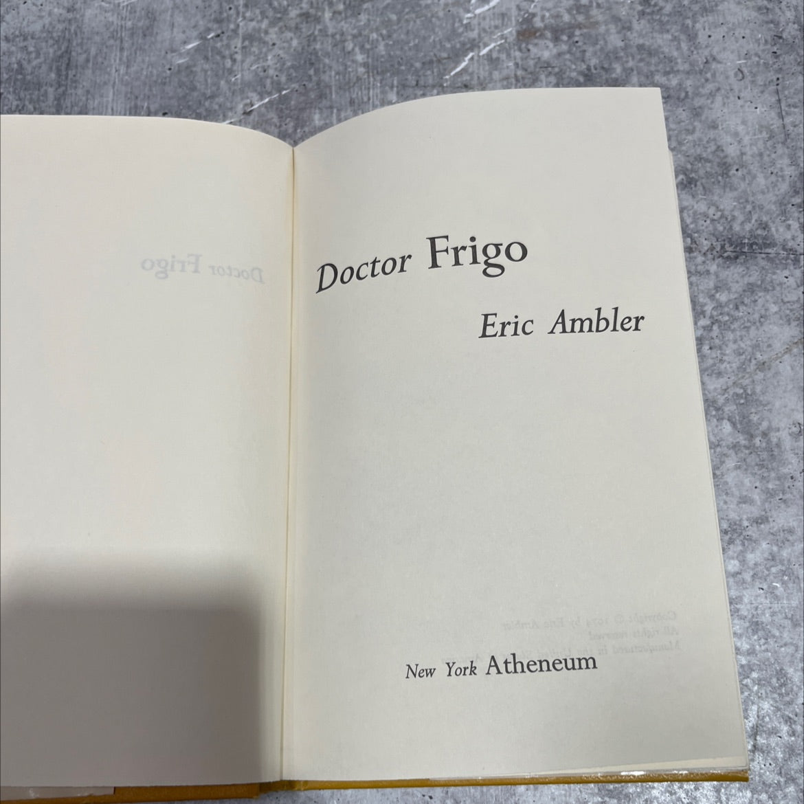 doctor frigo book, by eric ambler, 1974 Hardcover image 2