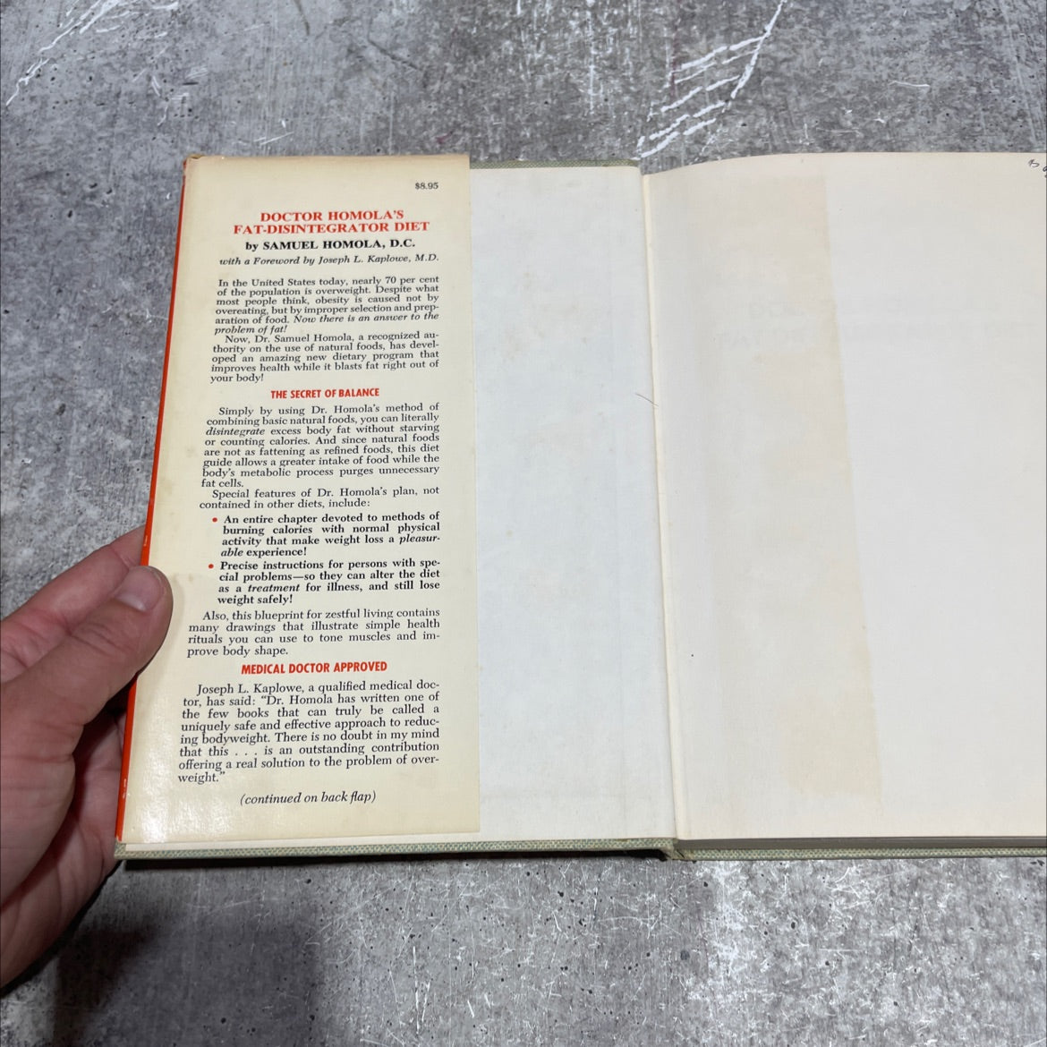 doctor homola's fat-disintegrator diet book, by Samuel Homola, D. C., 1977 Hardcover image 4