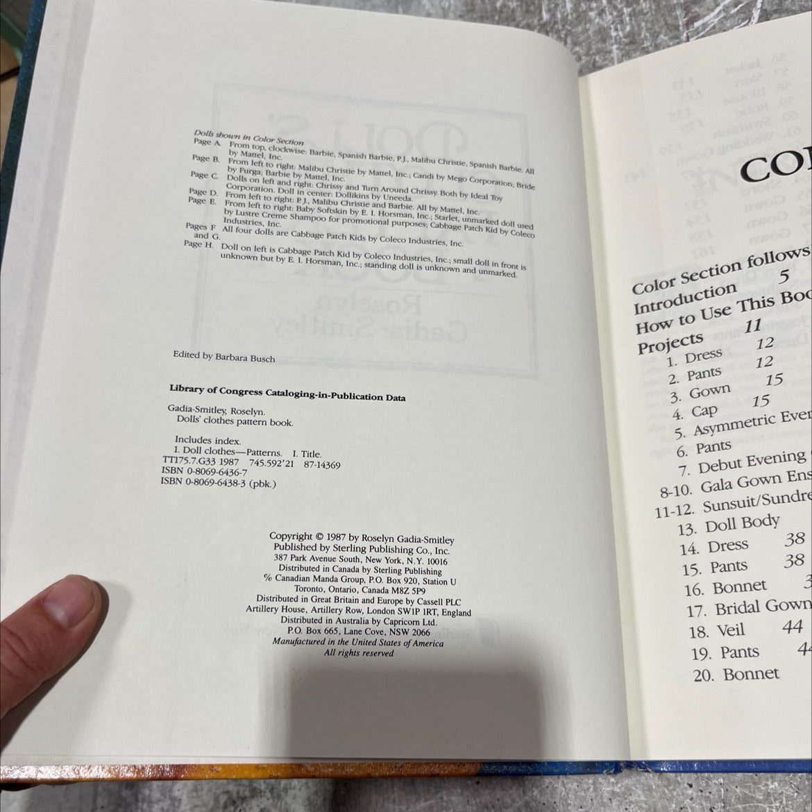 dolls clothes pattern book book, by Roselyn Gadia-Smitley, 1987 Hardcover image 3