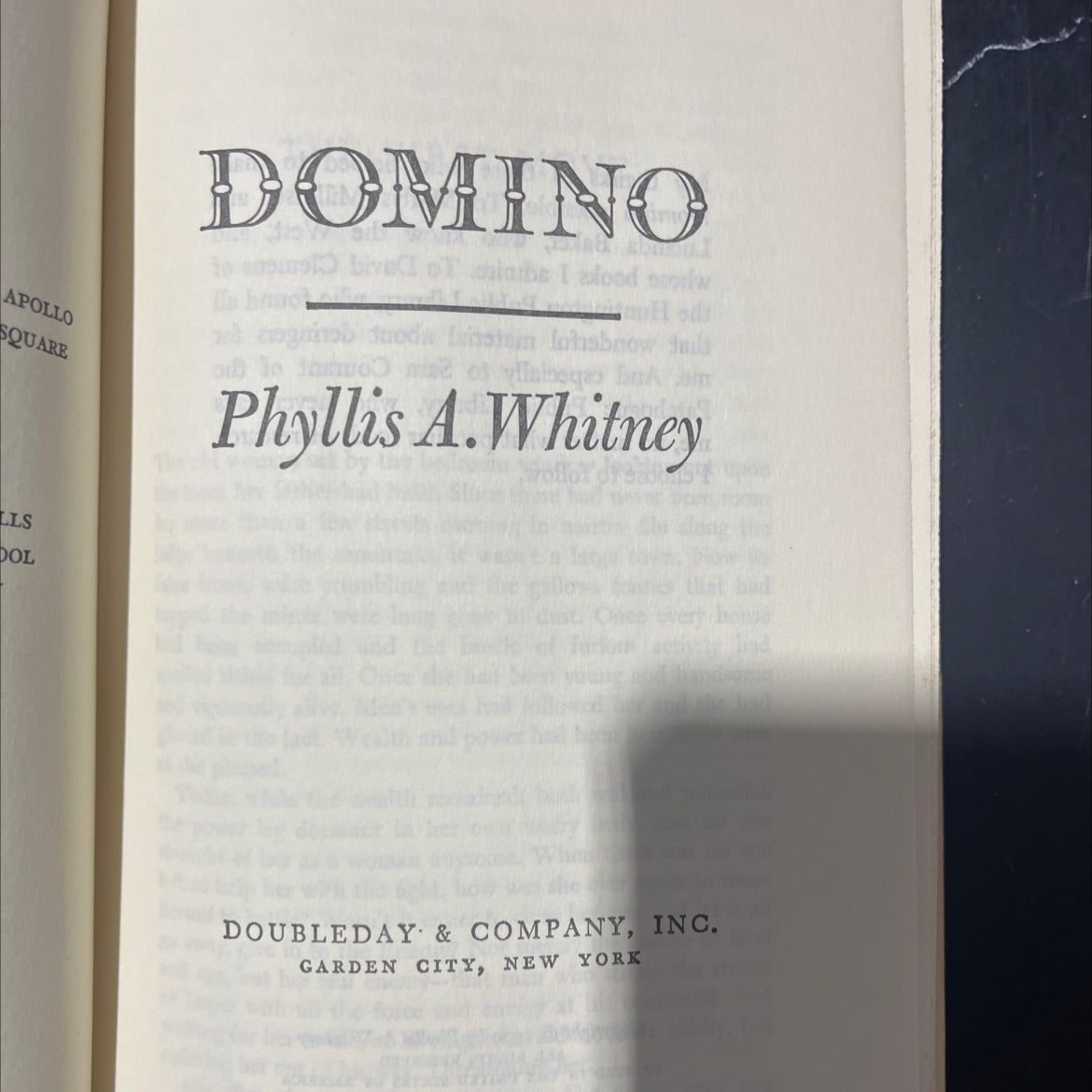 domino book, by Phyllis A. Whitney, 1979 Hardcover image 2