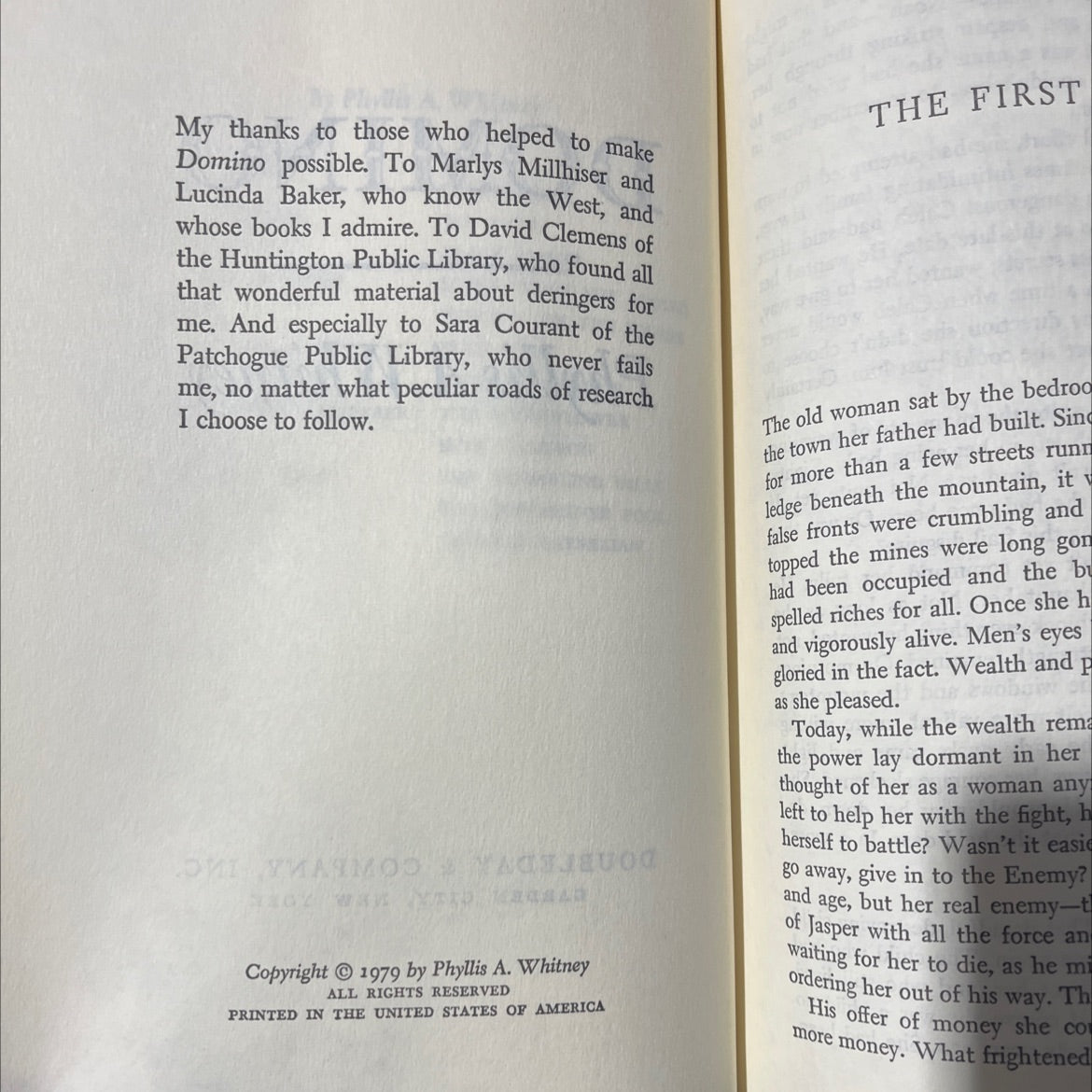 domino book, by Phyllis A. Whitney, 1979 Hardcover image 3