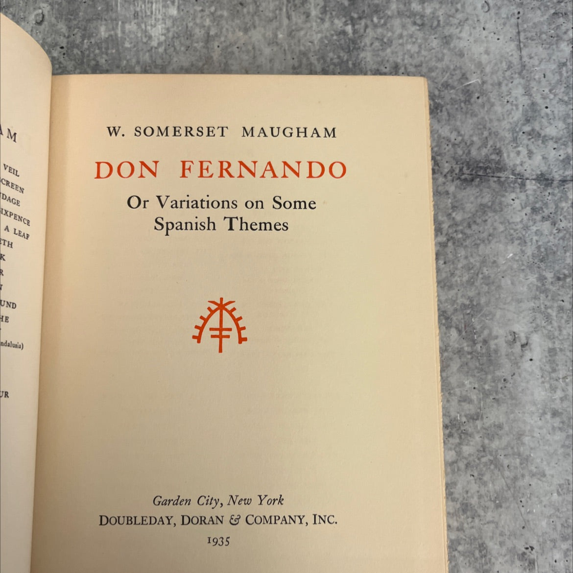 don fernando or variations on some spanish themes book, by w. somerset maugham, 1935 Hardcover image 2