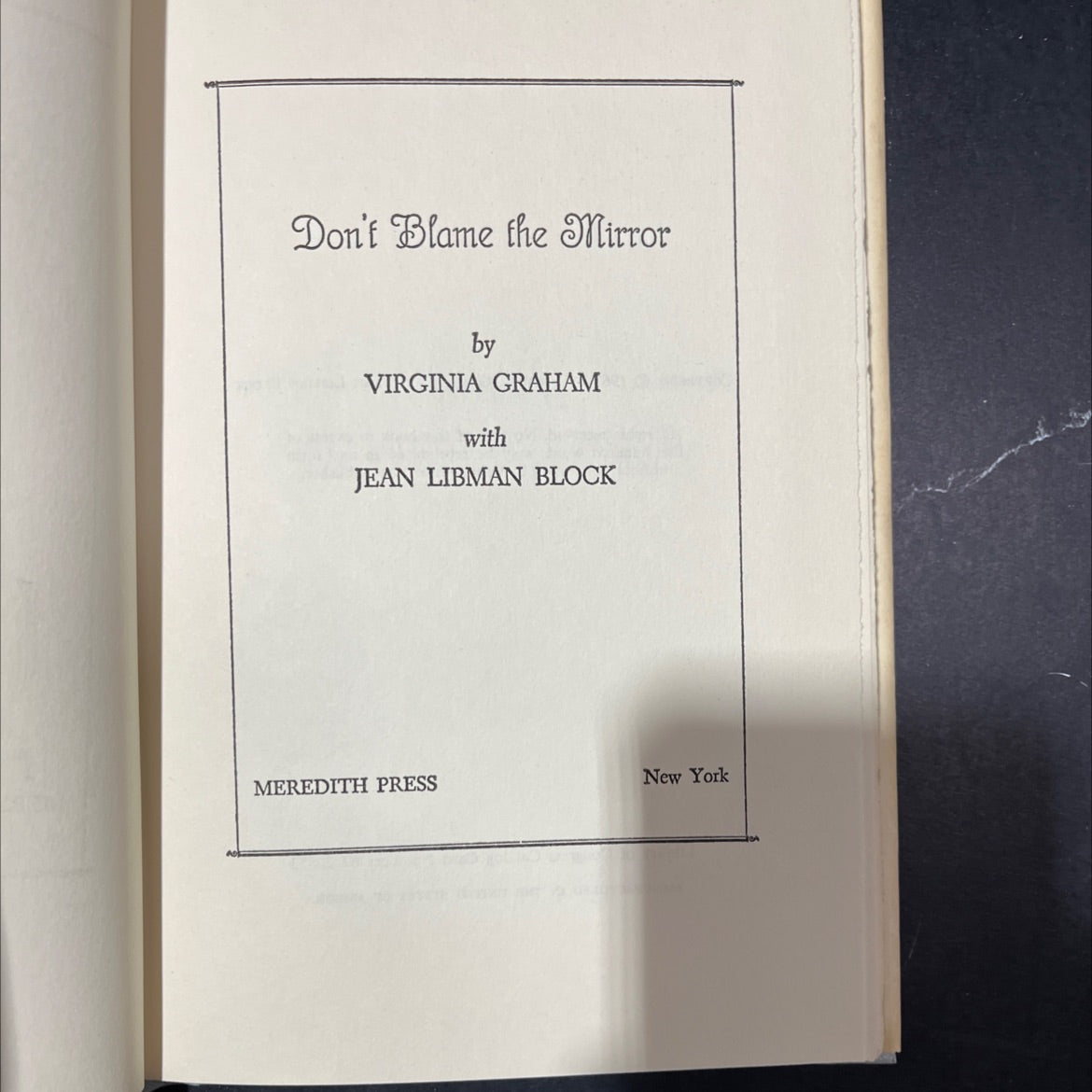 don't blame the mirror book, by virginia graham with jean libman block, 1967 Hardcover image 2