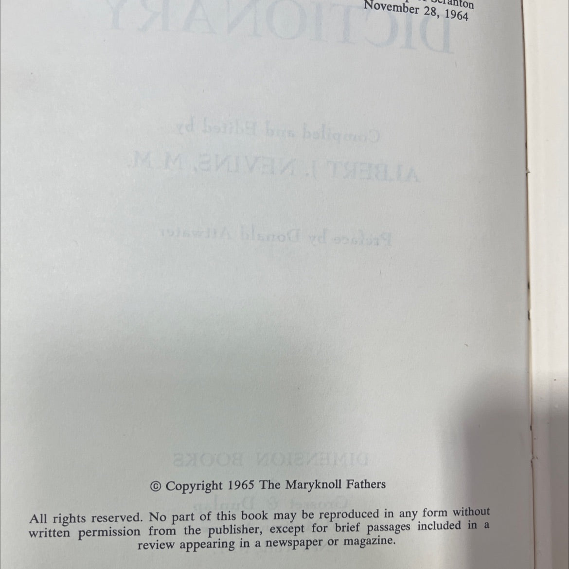 doo no the deilda maryknoll catholic dictionary book, by albert j. nevins, m.m., 2001 Hardcover image 3