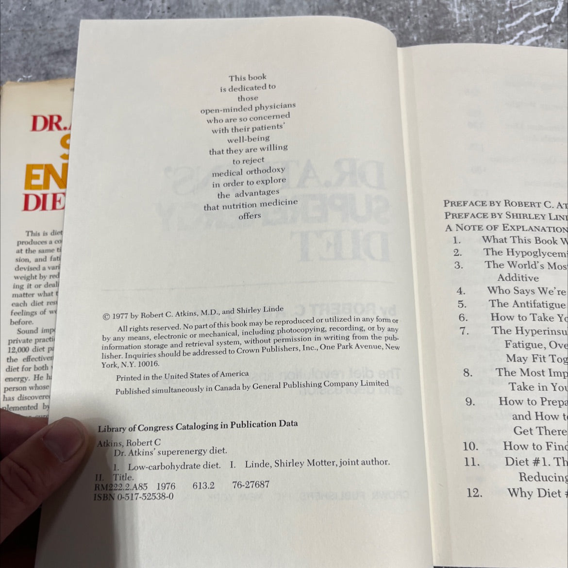 dr. atkins' superenergy diet book, by robert c. atkins, m.d. and shirley linde, 1977 Hardcover image 3