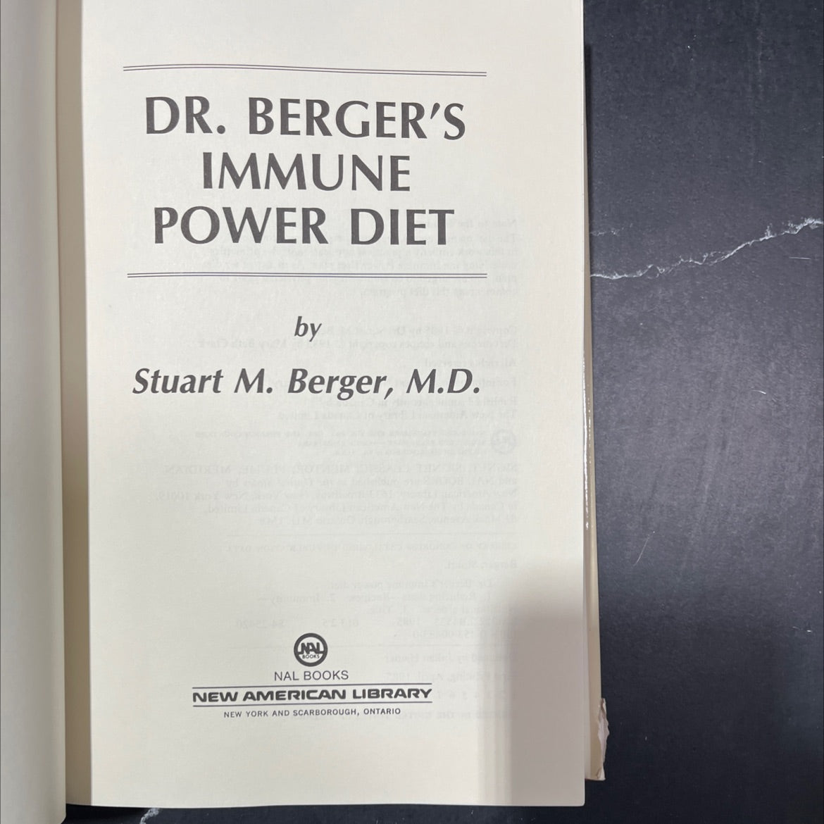dr. berger's immune power diet book, by stuart m. berger, m.d., 1985 Hardcover image 2
