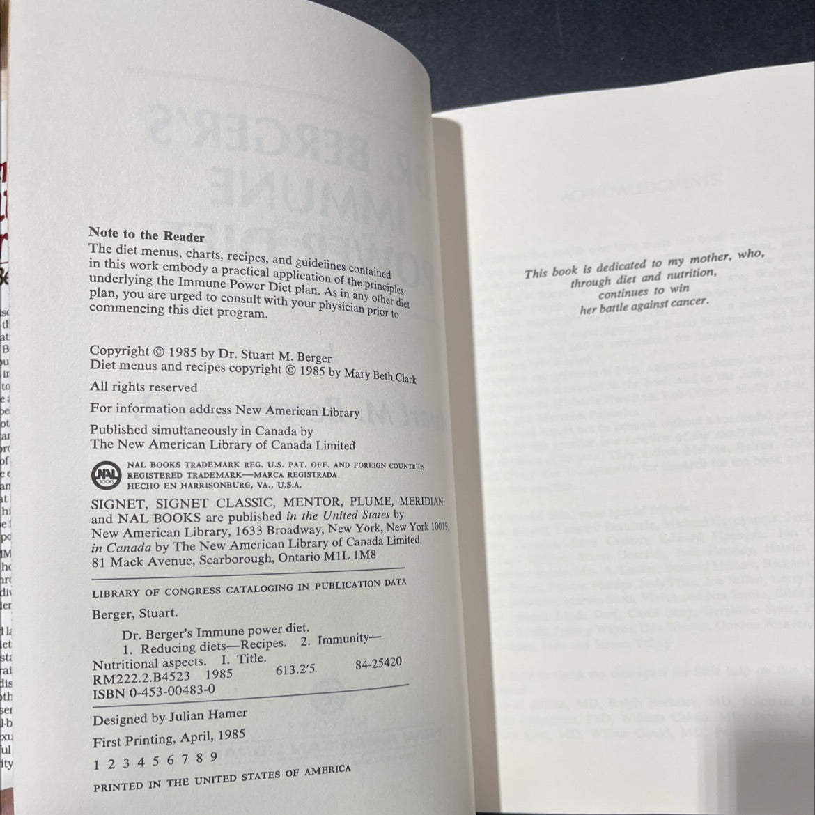 dr. berger's immune power diet book, by stuart m. berger, m.d., 1985 Hardcover image 3