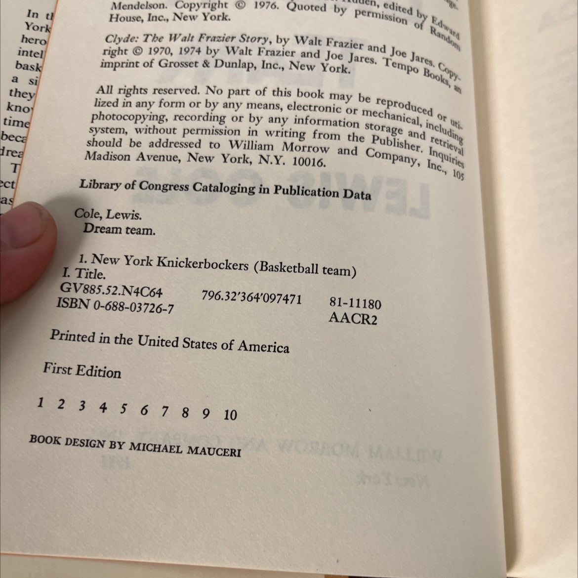 dream team book, by lewis cole, 1981 Hardcover image 3