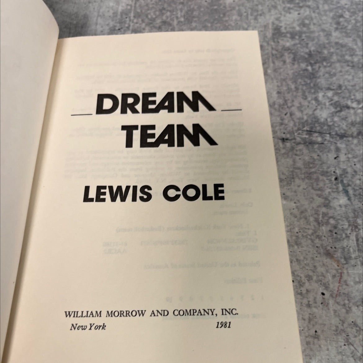 dream team book, by lewis cole, 1981 Hardcover image 2