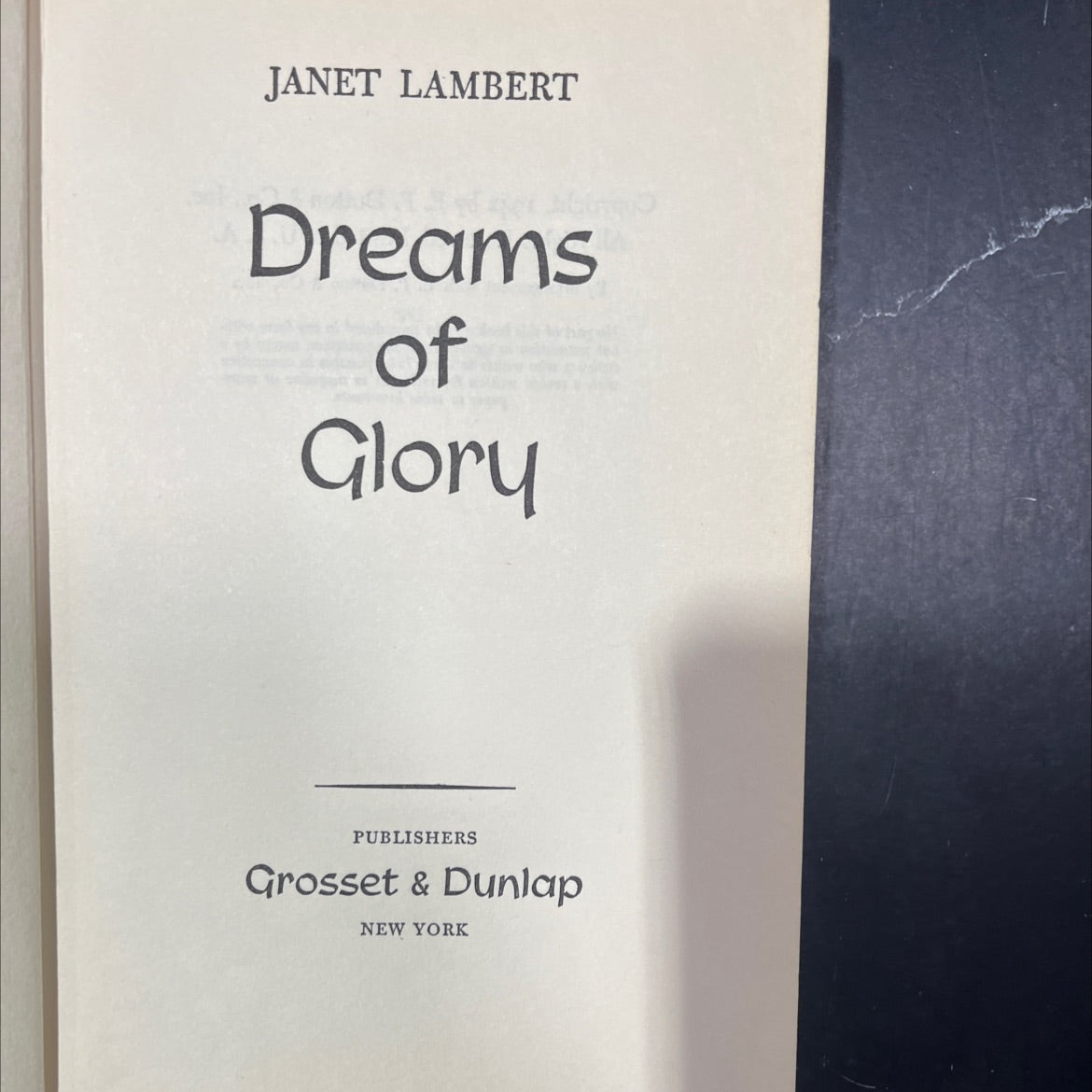 dreams soft of glory book, by janet lambert, 1942 Hardcover image 2