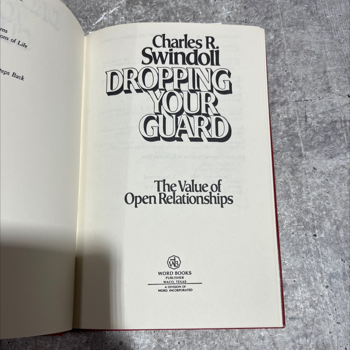 dropping your guard: the value of open relationships book, by Charles R. Swindoll, 1983 Hardcover image 2