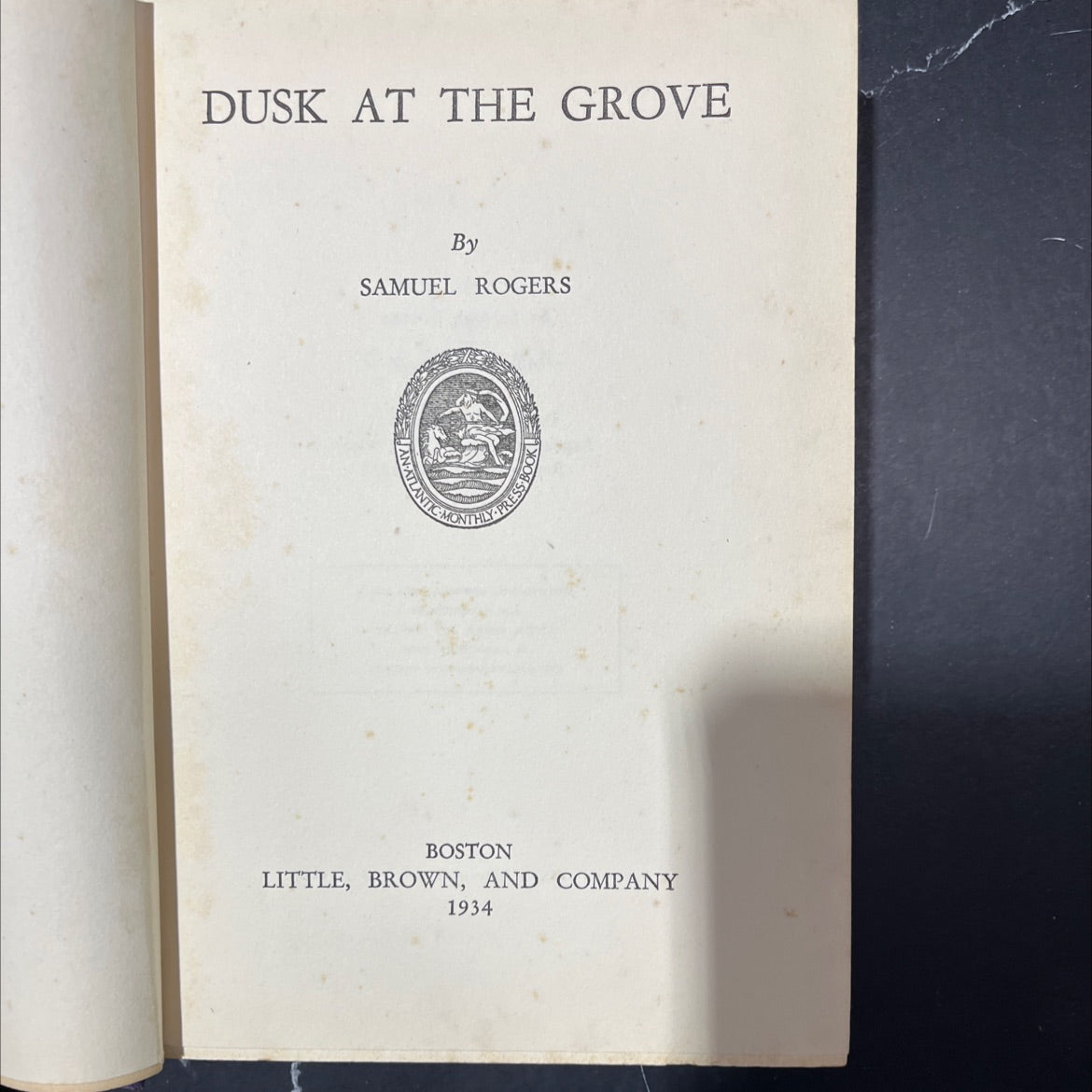 dusk at the grove book, by samuel rogers, 1934 Hardcover image 2