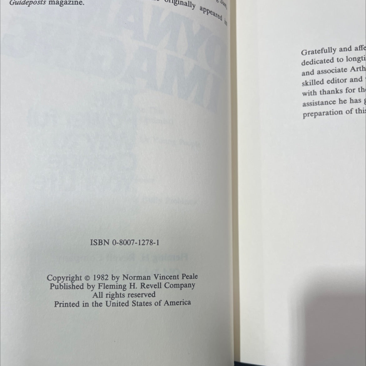 dynamic imaging the powerful way to change your life book, by Norman Vincent Peale, 1982 Hardcover image 3