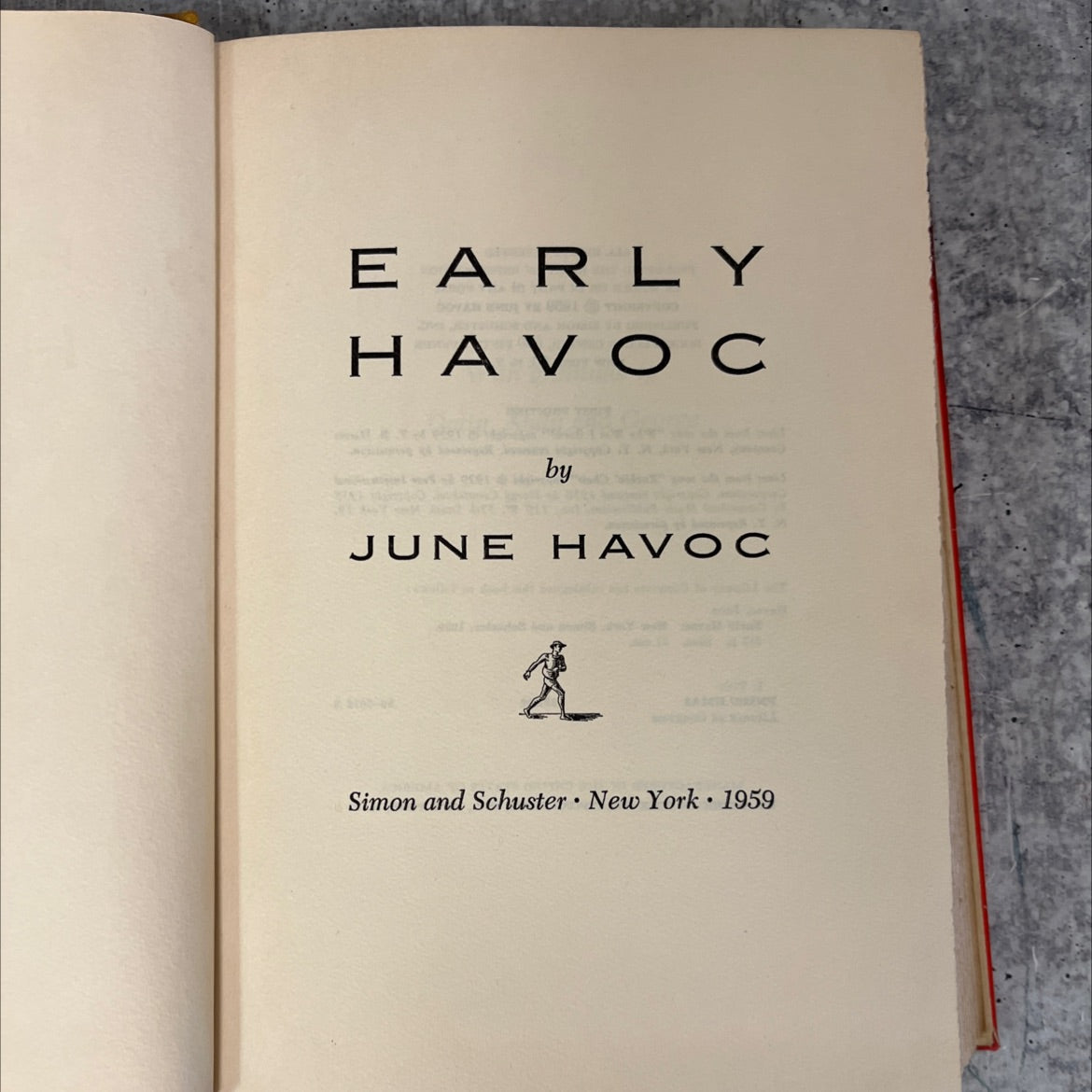 early havoc c book, by june havoc, 1959 Hardcover, First Edition, Vintage image 2