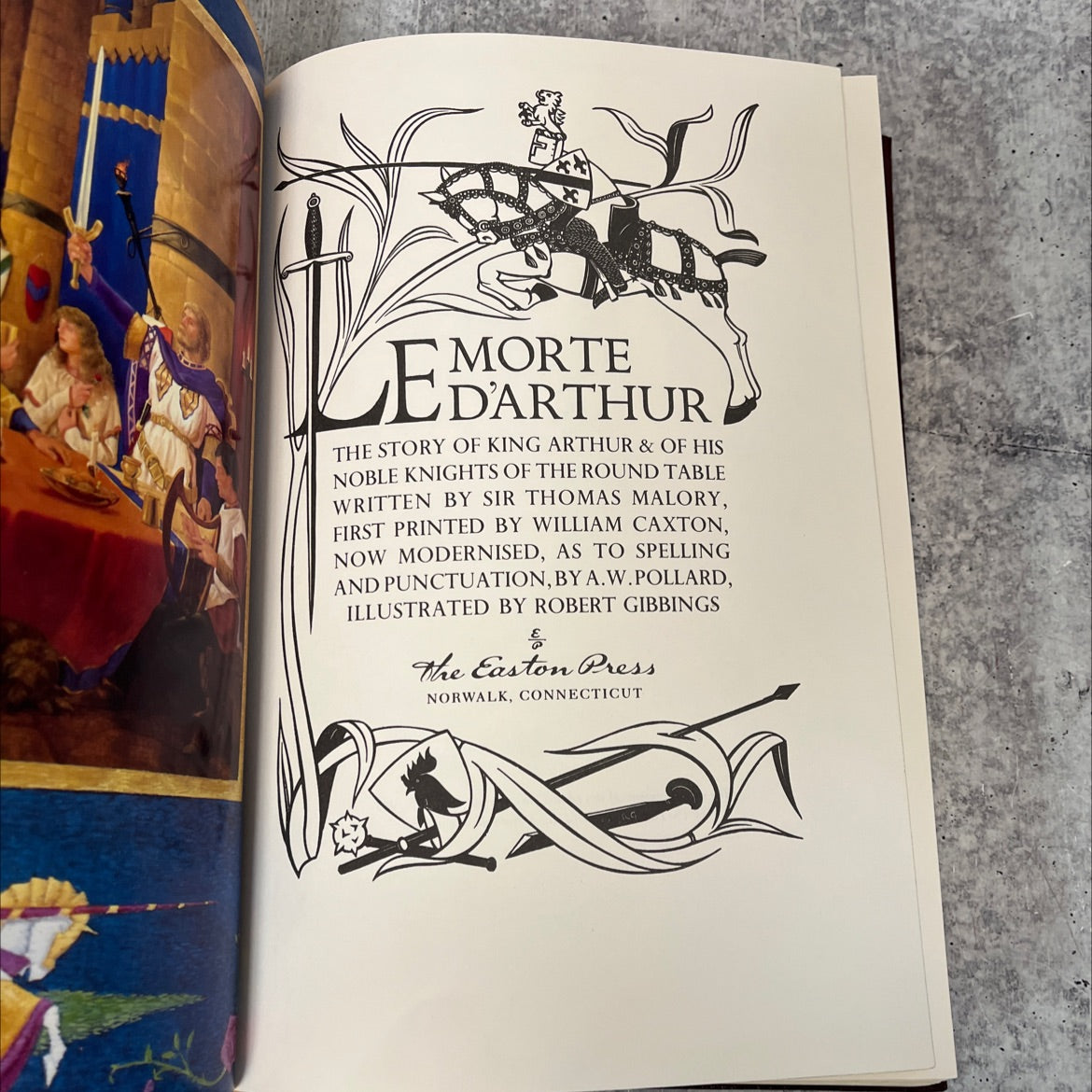 edarthur the story of king arthur & of his noble knights of the round table book, by sir thomas malory, 1983 Leather, image 2