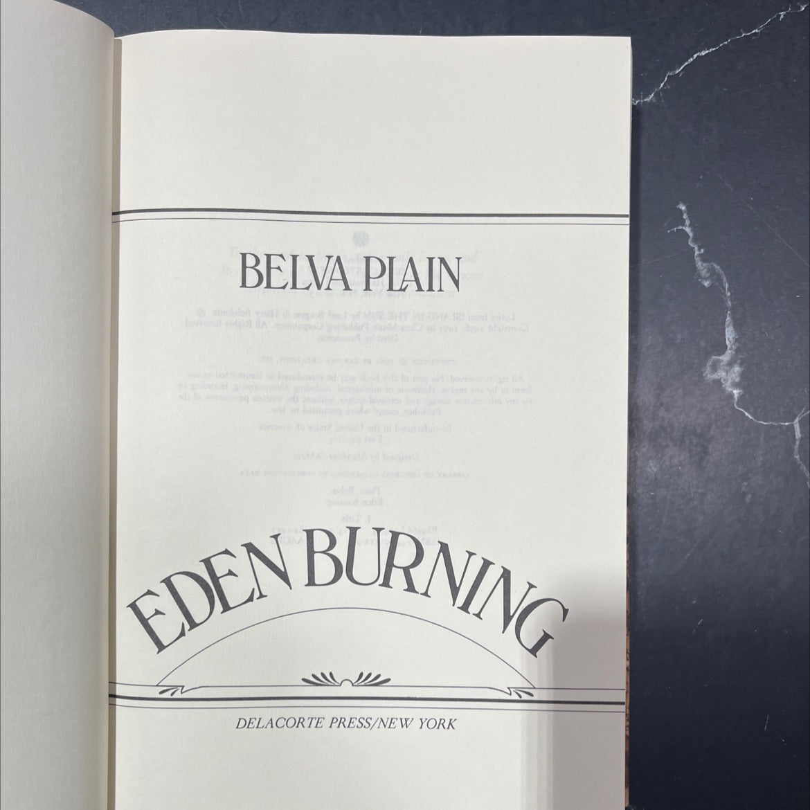 eden burning book, by belva plain, 1982 Hardcover image 2