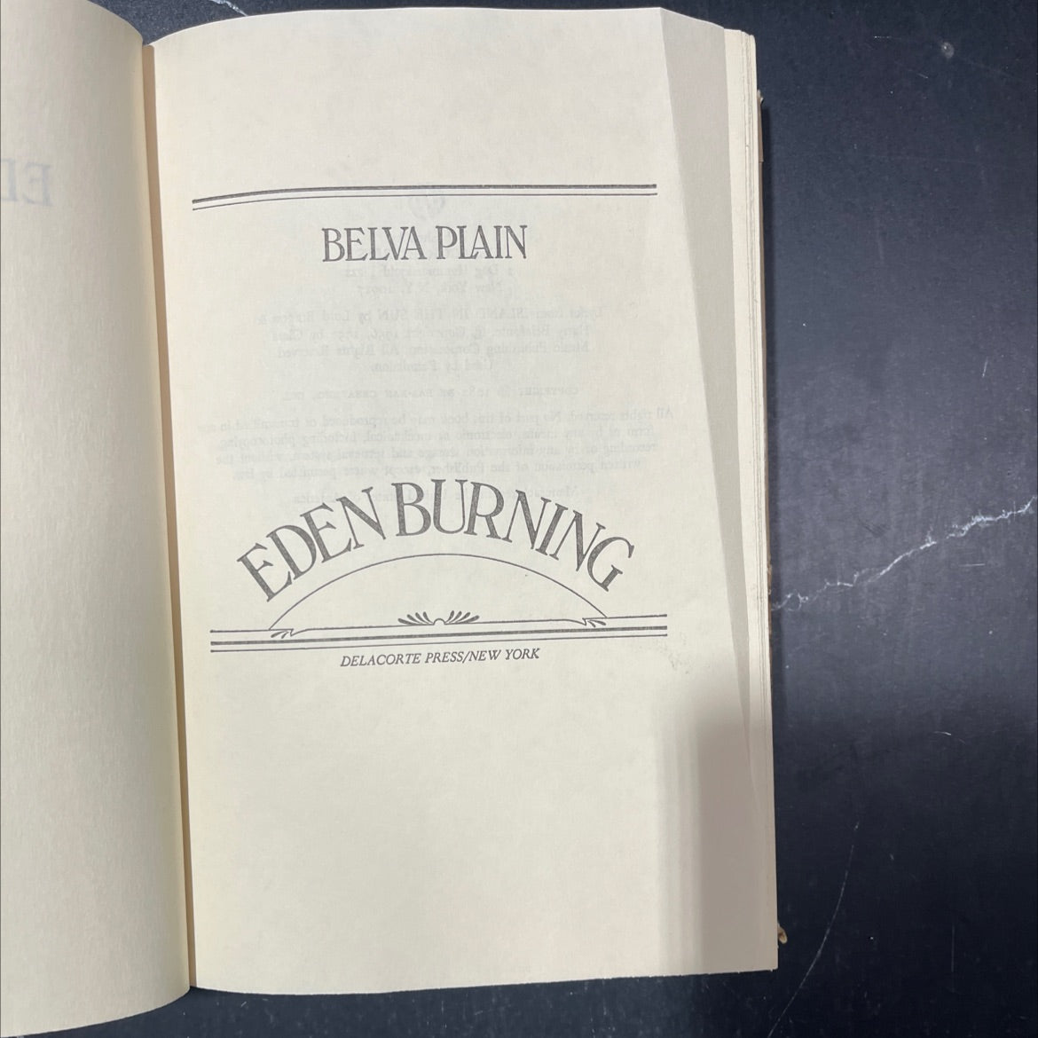 edenburning book, by belva plain, 1982 Hardcover image 2