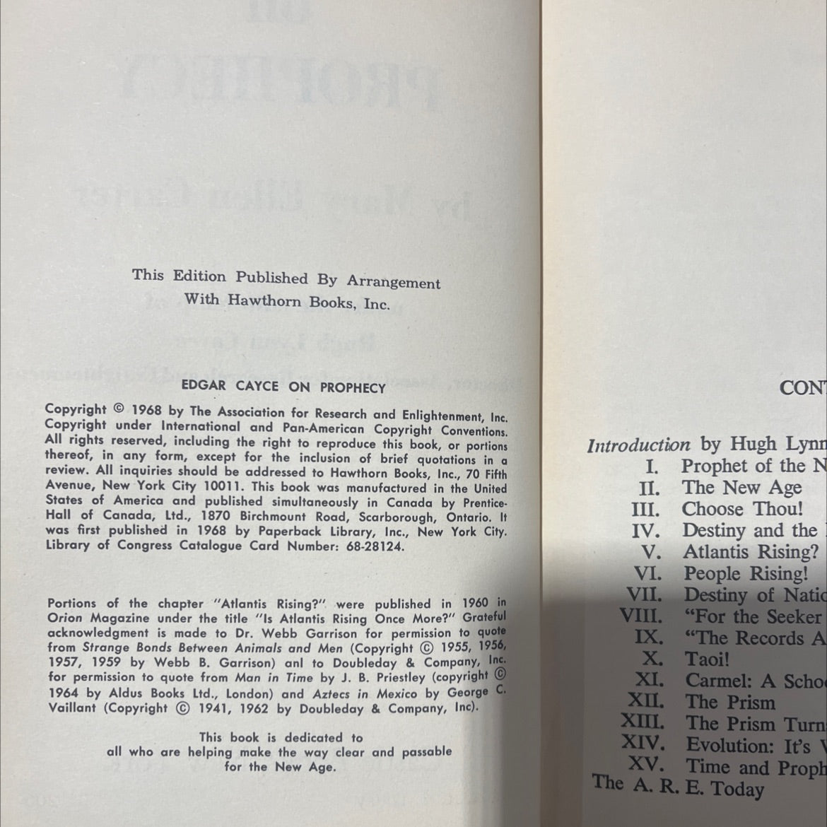 edgar cayce on prophecy book, by mary ellen carter, 1968 Hardcover image 3