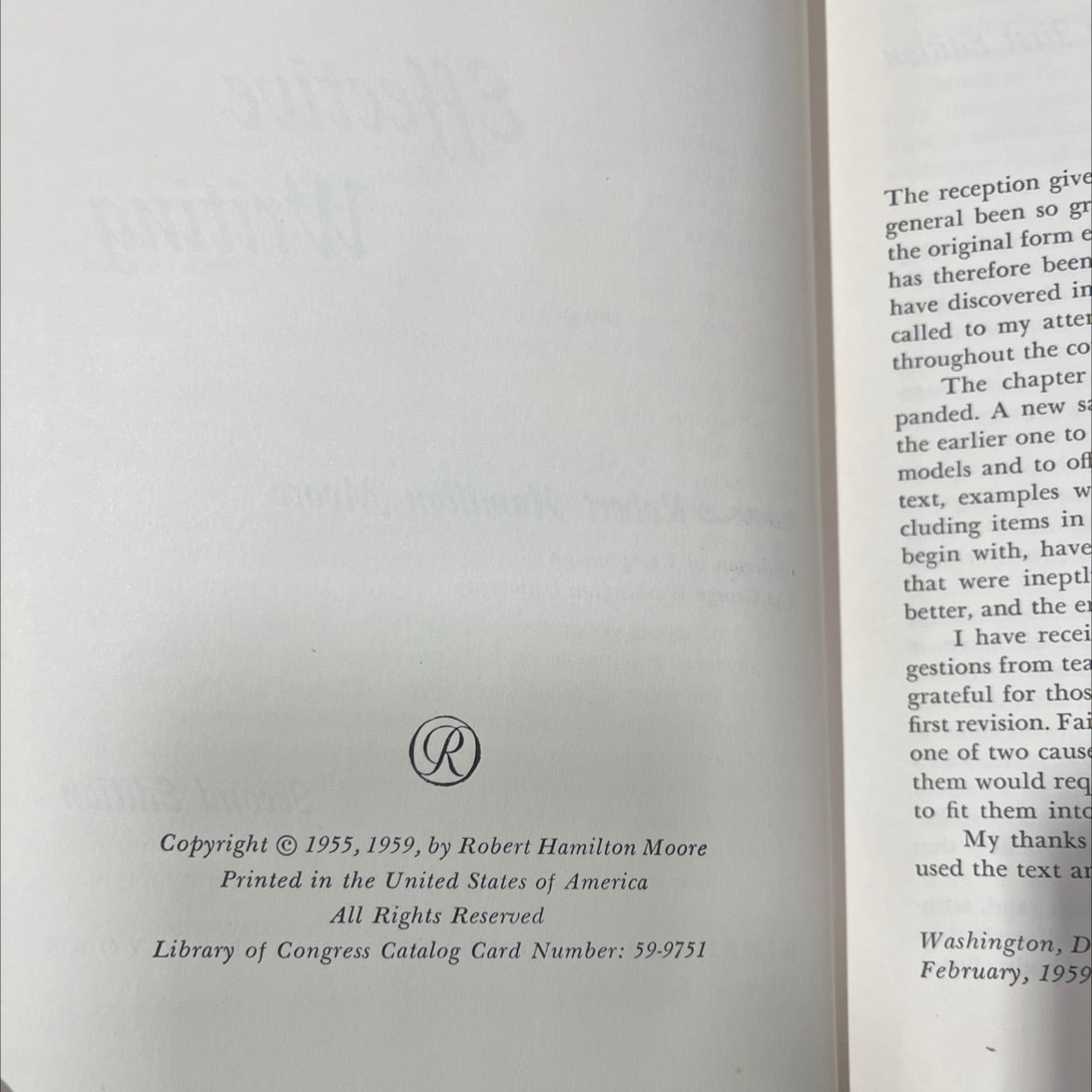 effective writing book, by robert hamilton moore, 1959 Hardcover image 3