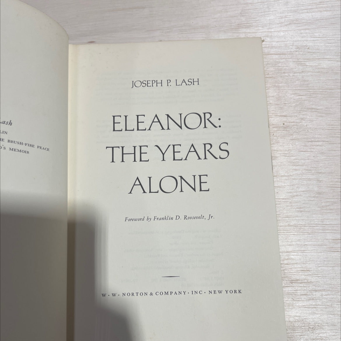 eleanor: the years alone book, by joseph p. lash, 1972 Hardcover image 2