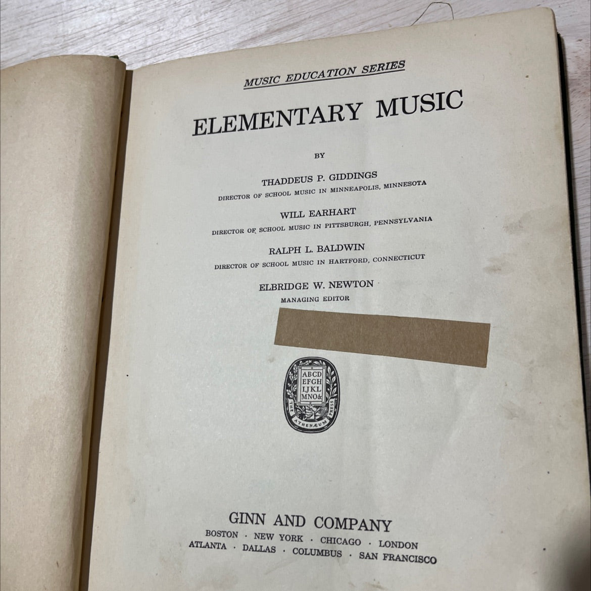 elementary music book, by thaddeus p. giddings, will earhart, ralph l. baldwin, 1923 Hardcover image 2